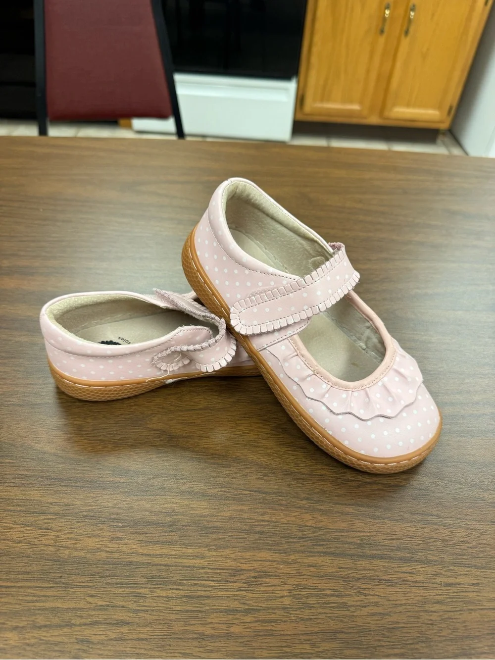 Livie & Luca Pink Polka Dot Ruche Leather Mary Jane Shoes Toddler Size 2